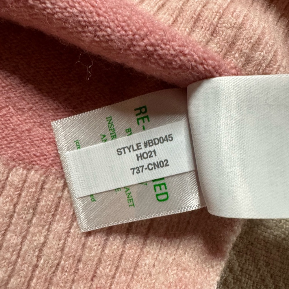 JCREW Pastel Pink Wool Striped Turtleneck Sweater M - Picture 4 of 8